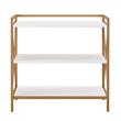 Pemberly Row Contemporary Mixed Metal and Wood Bookshelf in White/Gold
