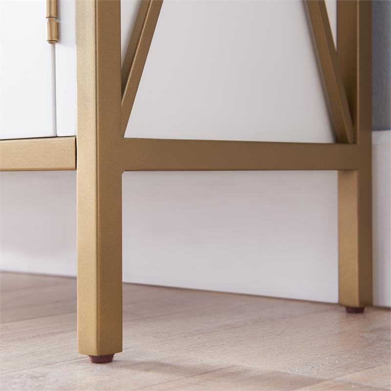 Pemberly Row Mixed Metal and Wood Foyer Cabinet in White/Gold