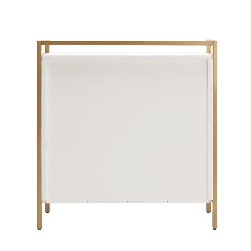 Pemberly Row Mixed Metal and Wood Foyer Cabinet in White/Gold