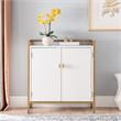 Pemberly Row Mixed Metal and Wood Foyer Cabinet in White/Gold