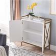 Pemberly Row Mixed Metal and Wood Foyer Cabinet in White/Gold