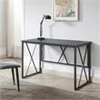 Pemberly Row Collapsible X Desk - Gray Herringbone/Matte Black