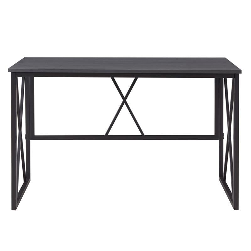 Pemberly Row Collapsible X Desk - Gray Herringbone/Matte Black