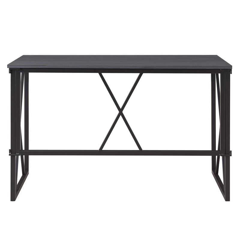 Pemberly Row Collapsible X Desk - Gray Herringbone/Matte Black