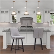 Pemberly Row Stainless Steel Base Counter Stool Set of 2 in Gray/Black