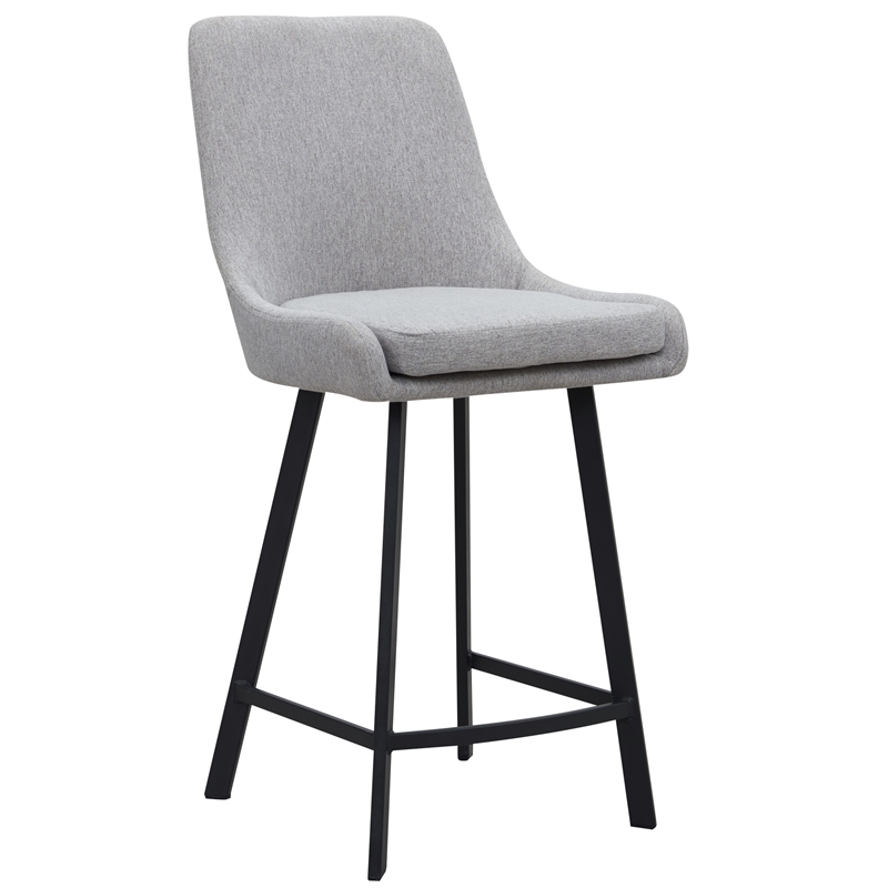 Pemberly Row Stainless Steel Base Counter Stool Set of 2 in Gray/Black