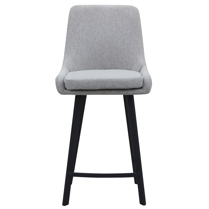 Pemberly Row Stainless Steel Base Counter Stool Set of 2 in Gray/Black