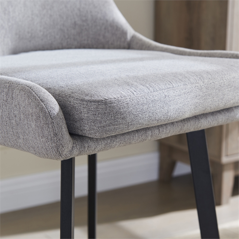 Pemberly Row Stainless Steel Base Counter Stool Set of 2 in Gray/Black