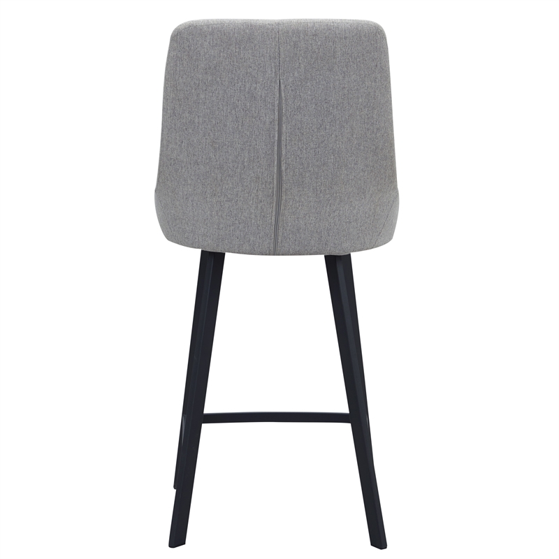Pemberly Row Stainless Steel Base Counter Stool Set of 2 in Gray/Black