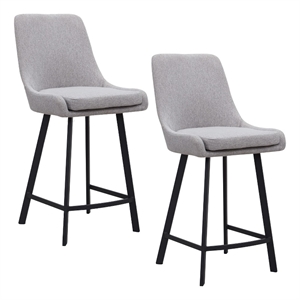 Pemberly Row Stainless Steel Base Counter Stool Set of 2 in Gray/Black