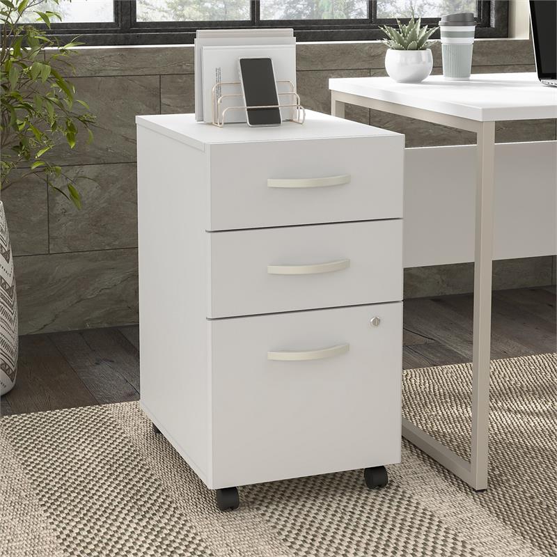 Pemberly Row 3 Drawer Mobile File Cabinet in White - Engineered Wood