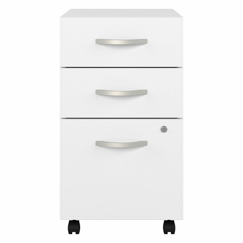 Pemberly Row 3 Drawer Mobile File Cabinet in White - Engineered Wood