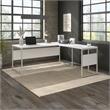 Pemberly Row 72W x 30D L Shaped Table Desk in White - Engineered Wood