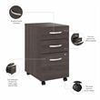 Pemberly Row 3 Drawer Mobile File Cabinet in Storm Gray - Engineered Wood
