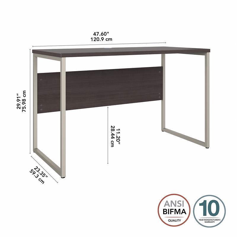 Pemberly Row 48W x 24D Computer Table Desk in Storm Gray - Engineered Wood