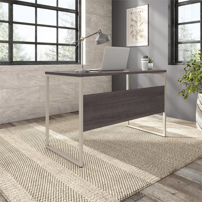 Pemberly Row 48W x 24D Computer Table Desk in Storm Gray - Engineered Wood