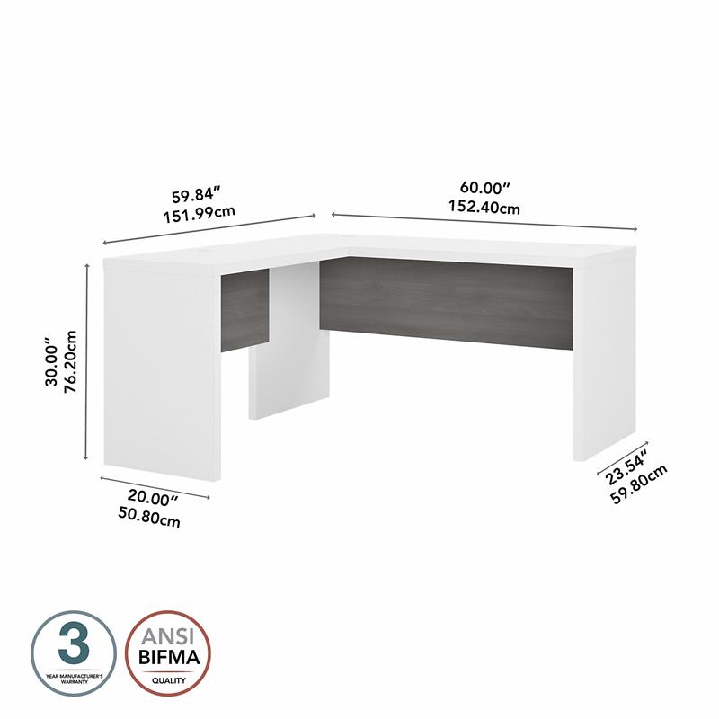 Pemberly Row L Shaped Desk in Pure White and Modern Gray - Engineered Wood