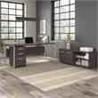 Pemberly Row Low Storage Cabinet with Doors in Storm Gray - Engineered Wood