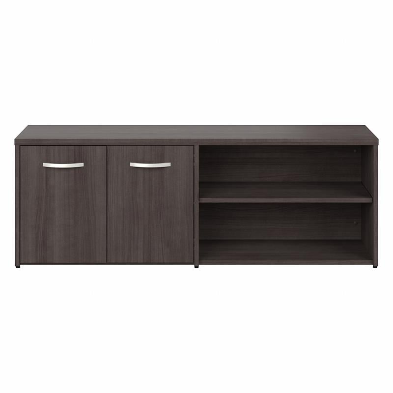 Pemberly Row Low Storage Cabinet with Doors in Storm Gray - Engineered Wood