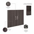 Pemberly Row Tall 5 Shelf Bookcase with Doors in Storm Gray - Engineered Wood