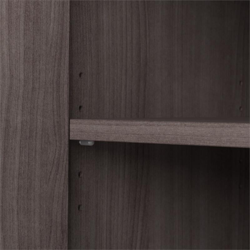 Pemberly Row Tall 5 Shelf Bookcase with Doors in Storm Gray - Engineered Wood