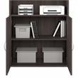 Pemberly Row Tall 5 Shelf Bookcase with Doors in Storm Gray - Engineered Wood