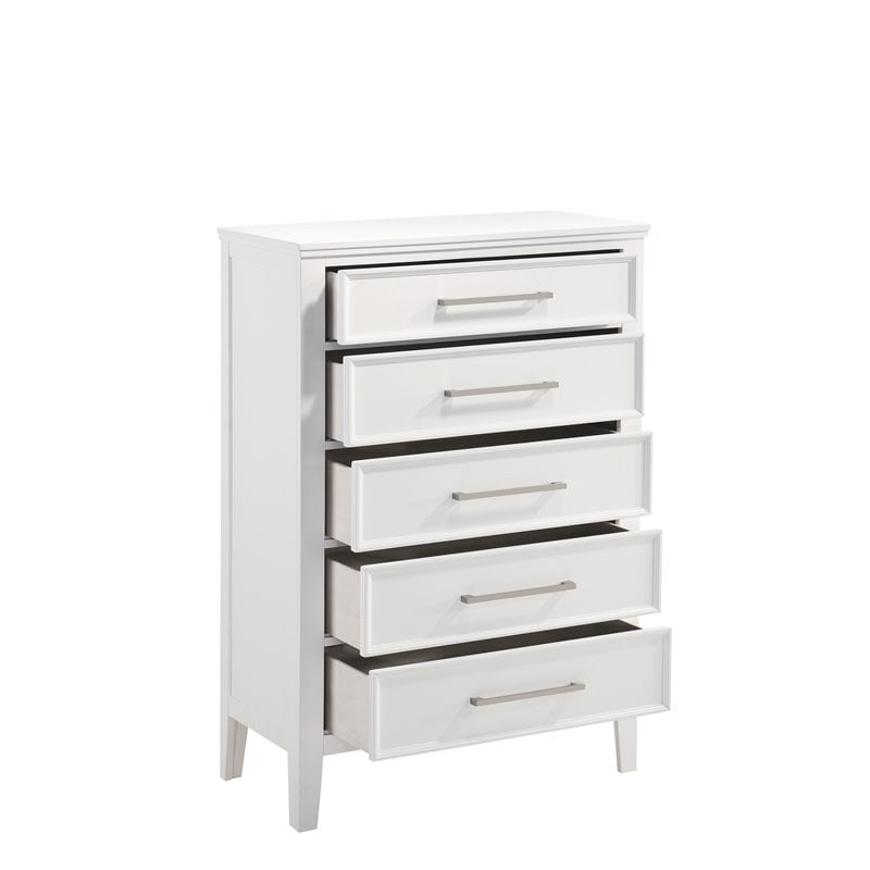 Pemberly Row Modern Transitional Solid Wood Chest in White Finish