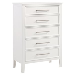 Pemberly Row Modern Transitional Solid Wood Chest in White Finish