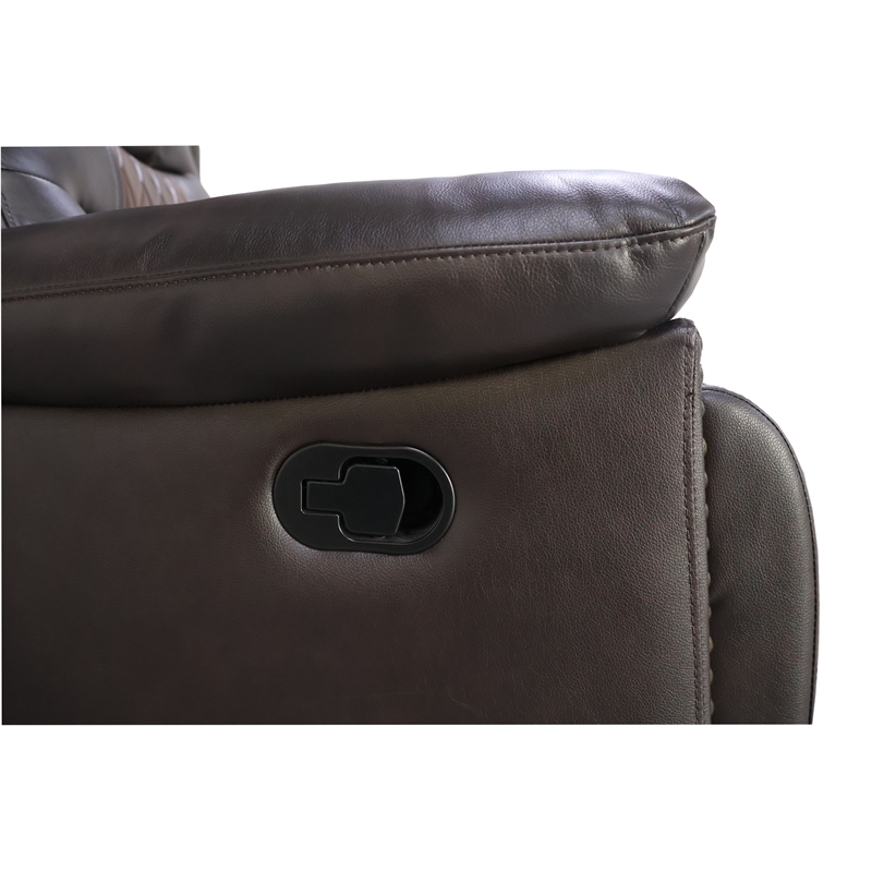 Pemberly Row Modern Contemporary Leather Glider Recliner in Brown
