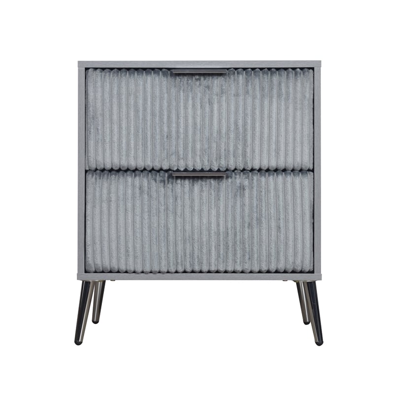 Pemberly Row Modern Contemporary Wood 2-Drawer Nightstand in Gray