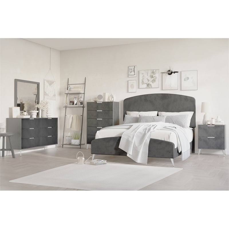 Pemberly Row Modern Contemporary Wood 2-Drawer Nightstand in Gray