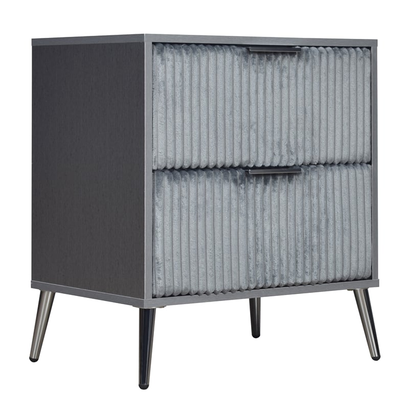 Pemberly Row Modern Contemporary Wood 2-Drawer Nightstand in Gray