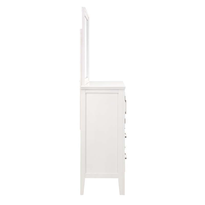 Pemberly Row Modern Contemporary Wood Dresser with Mirror in White