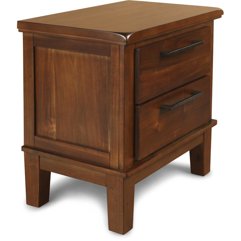 Pemberly Row Solid Wood 2-Drawer Nightstand in Chestnut Brown