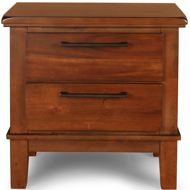Pemberly Row Solid Wood 2-Drawer Nightstand in Chestnut Brown