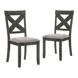 Pemberly Row Solid Wood Side Chair in Rustic Brown (Set of 2)