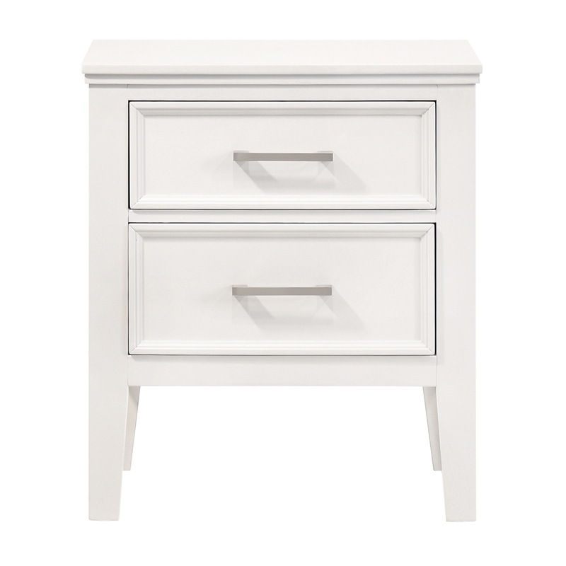 Pemberly Row Contemporary Wood Nightstand with 2 Drawers in White