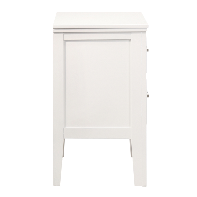 Pemberly Row Contemporary Wood Nightstand with 2 Drawers in White