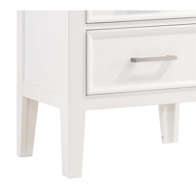 Pemberly Row Contemporary Wood Nightstand with 2 Drawers in White