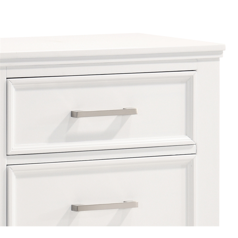 Pemberly Row Contemporary Wood Nightstand with 2 Drawers in White