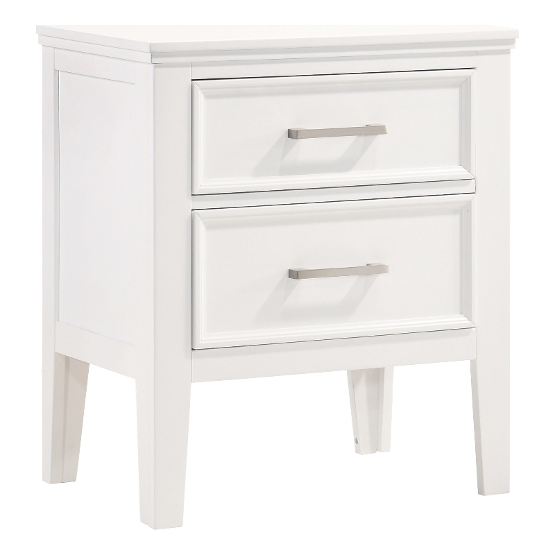Pemberly Row Contemporary Wood Nightstand with 2 Drawers in White