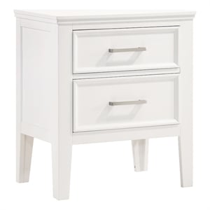Pemberly Row Contemporary Wood Nightstand with 2 Drawers in White