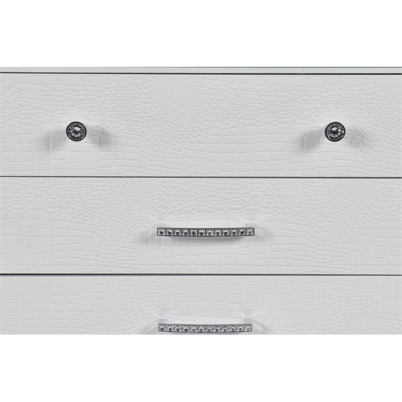 Pemberly Row Contemporary Solid Wood 3-Drawer Nightstand in White