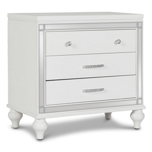 Pemberly Row Contemporary Solid Wood 3-Drawer Nightstand in White