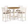 Pemberly Row 5-Piece Solid Wood Counter Dining Set in Brown/White
