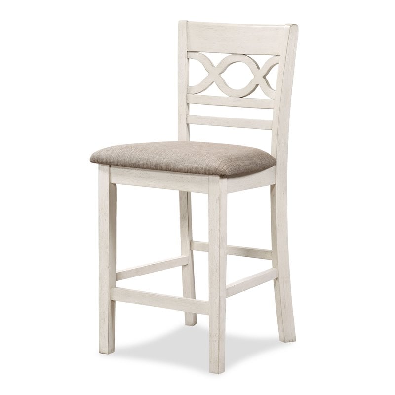 Pemberly Row 5-Piece Solid Wood Counter Dining Set in Brown/White