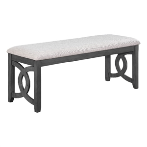 Pemberly Row Contemporary 46&quot Solid Wood and Polyester Bench in Gray