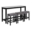 Pemberly Row Contemporary 4-Piece Faux Marble & Wood Bar Set in Gray