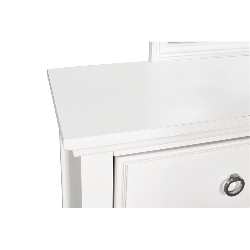 Pemberly Row Contemporary 8-Drawer Wood Dresser with Mirror in White