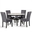 Pemberly Row Contemporary Faux Marble & Wood Dining Table in Espresso